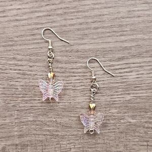 Pigness & Company Butterfly Dangle Earrings with Pink and Gold Accents